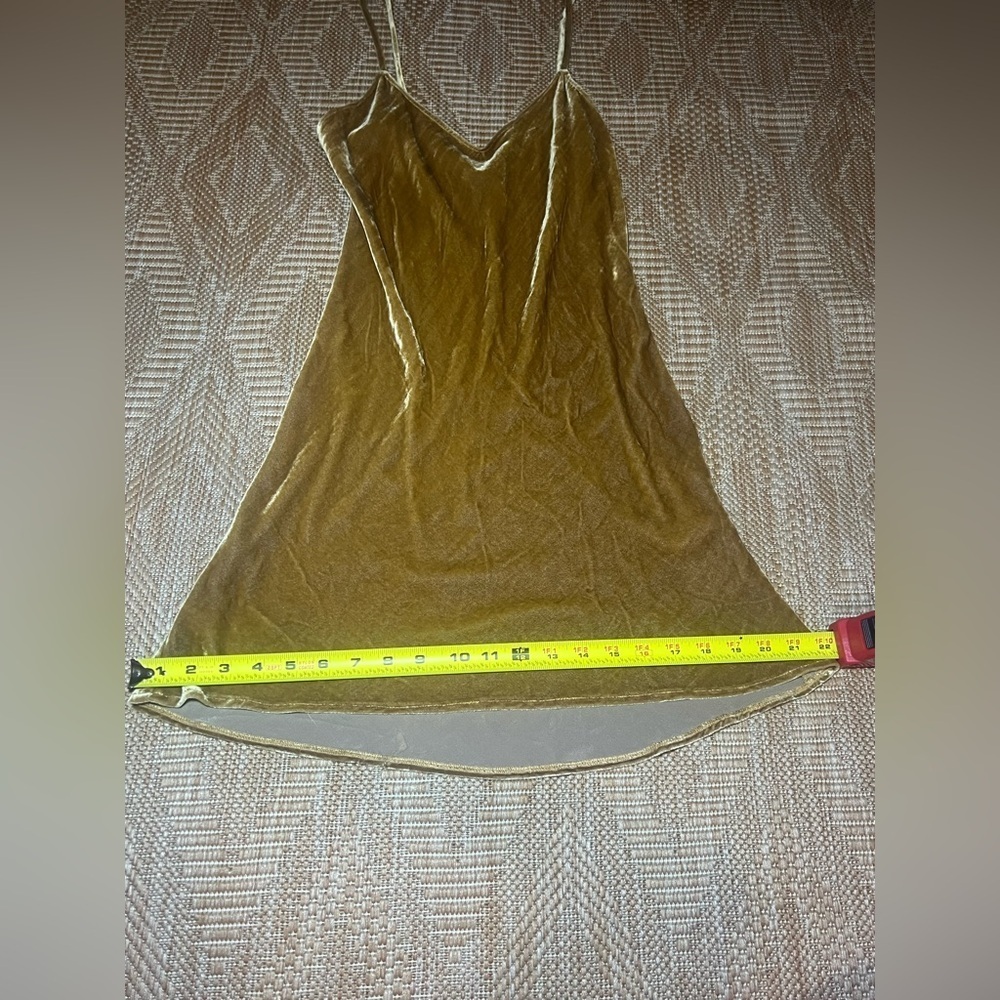 Reformation Women's Gold Velvet Slip Dress,Mini Dress,Sleeveless,Size S - Picture 5 of 10